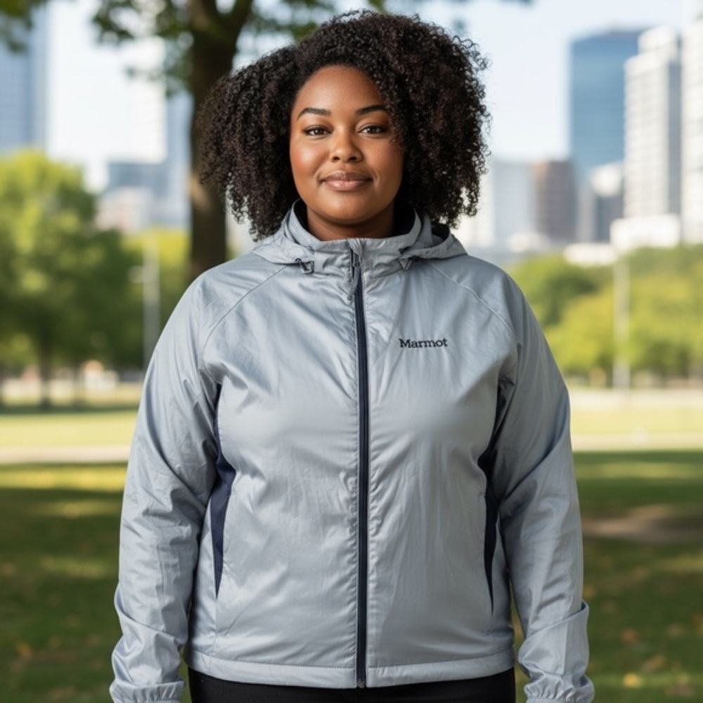 Marmot Windproof Water Resistant Packable Silver … - image 1